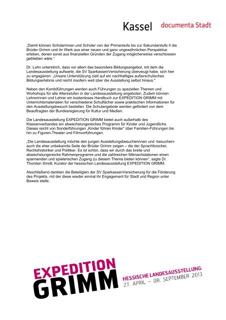 Pressemitteilung - Expedition Grimm