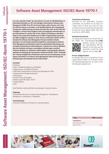 Software Asset Management: ISO/IEC-Norm 19770-1 - ExperTeach