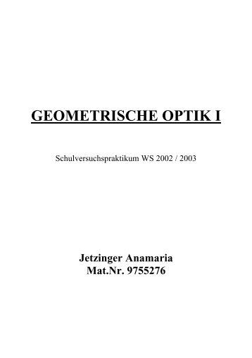 GEOMETRISCHE OPTIK I