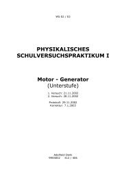 PHYSIKALISCHES SCHULVERSUCHSPRAKTIKUM I