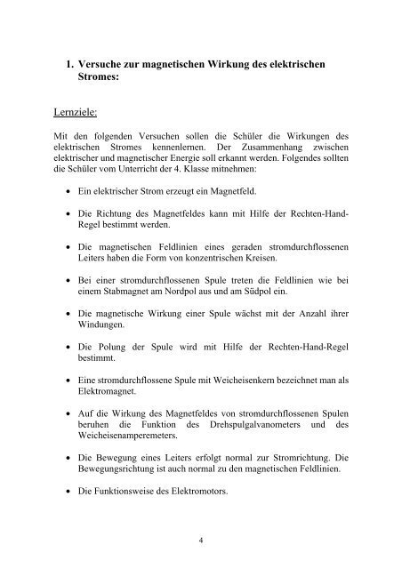 1. Versuche zur magnetischen Wirkung des elektrischen ... - JKU