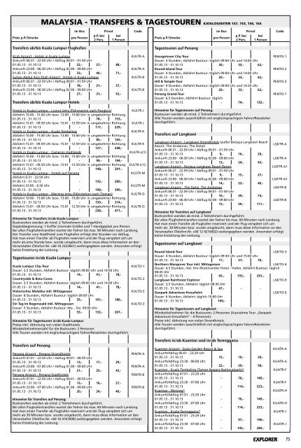 Gesamtpreisliste - Explorer Fernreisen