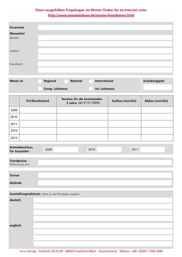 m+a Fragebogen - M+a Expo DataBase