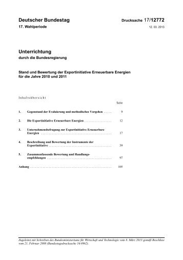 17/12772 - Exportinitiative Erneuerbare Energien - BMWi