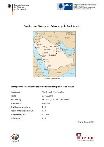 Factsheet zur Nutzung der Solarenergie in Saudi-Arabien