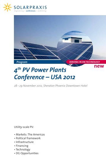 4th PV Power Plants Conference ? USA 2012