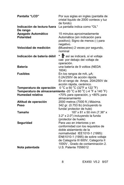 Manual del usuario Multímetro autorrango más Termómetro IR ...