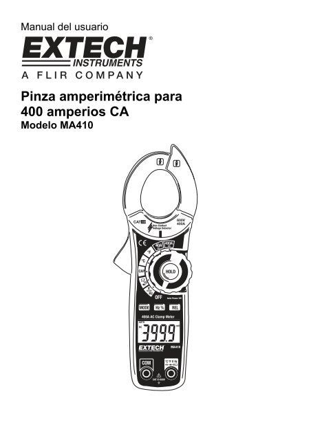 Pinza amperimétrica para 400 amperios CA - Extech Instruments