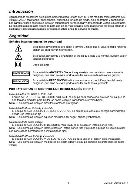 Pinza amperimétrica para 400 amperios CA - Extech Instruments