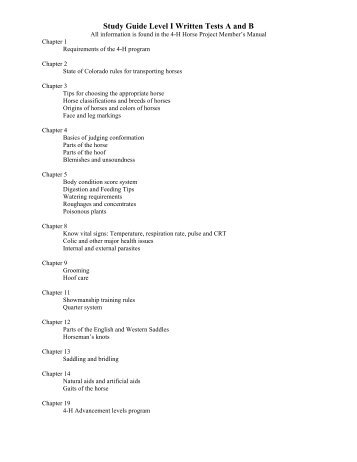 Study Guide Levels I-IV Written Tests - Colorado State University ...