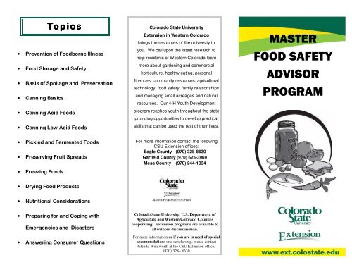 Master Food Safety Volunteer Program Information - Colorado State ...