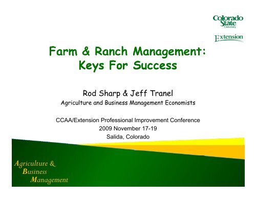 Agriculture & Business Management - Colorado State University ...