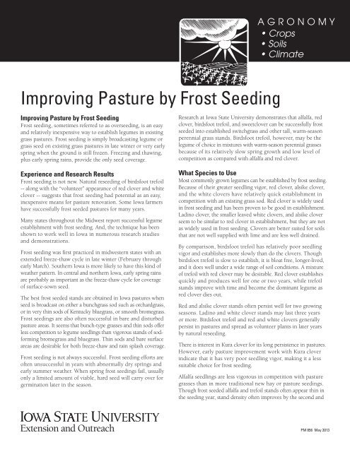 Improving Pasture by Frost Seeding - Iowa State University ...