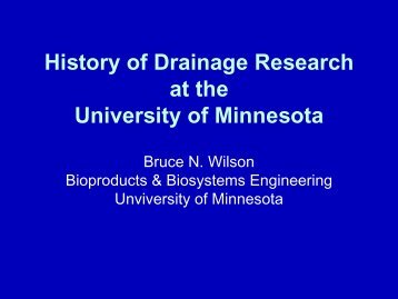 History Of Drainage Research At The University Of