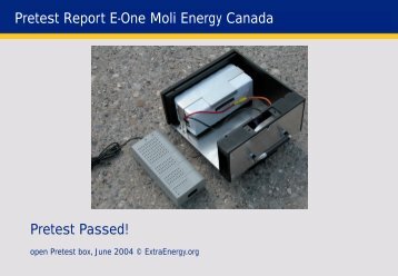 Pretest Report E-One Moli Energy Canada - ExtraEnergy.org