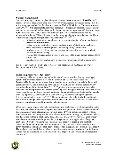 Sustainable Agriculture Literature Review - Boulder County