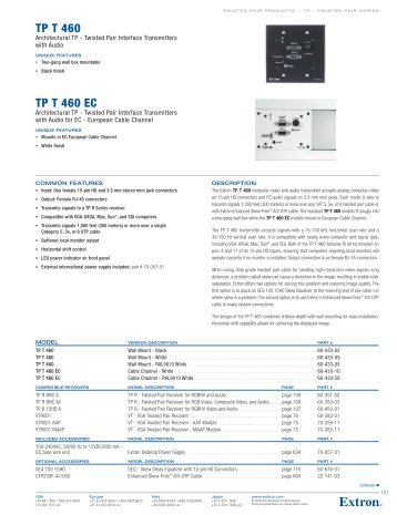 TP T 460 - Extron Electronics