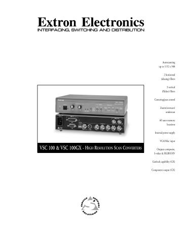 VSC 100 Brochure (Page 1) - Extron Electronics