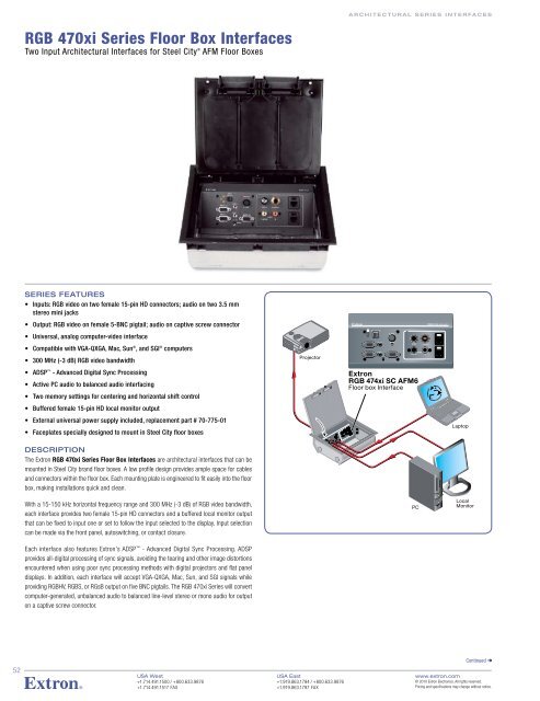 RGB 470xi Series Floor Box Interfaces - Extron Electronics