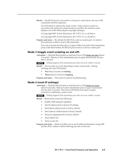 Ethernet Configuration and Control, cont'd - Extron Electronics