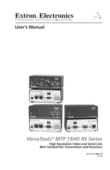 VersaTools MTP 15HD RS Series Manual - Extron Electronics