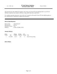 IP Link Device Interface Communication Sheet - Extron Electronics