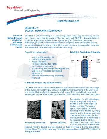 Dilchill Solvent Dewaxing Technology - ExxonMobil