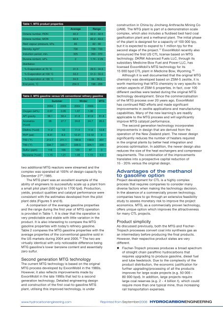 Coal to Clean Gasoline - ExxonMobil