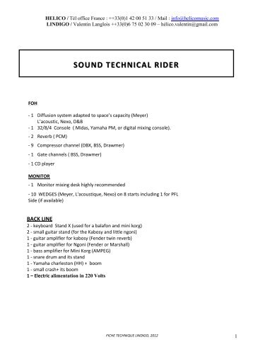 sound technical rider sound technical rider - Eye For Talent