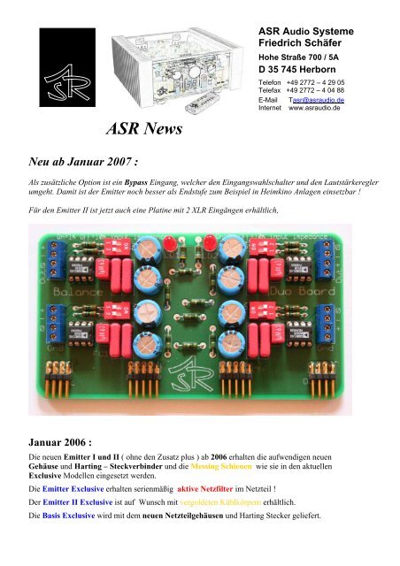 Emitter Exclusive - ASR Audio Systeme Friedrich Schäfer