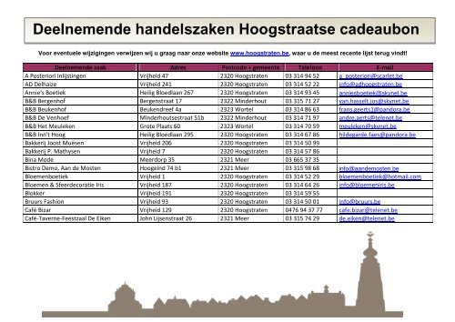 Deelnemende handelszaken Hoogstraatse cadeaubon - Eyes-e-tools