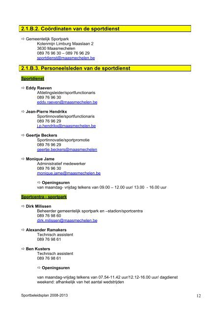 sportbeleidsplan 2008-2013 - Gemeente Maasmechelen