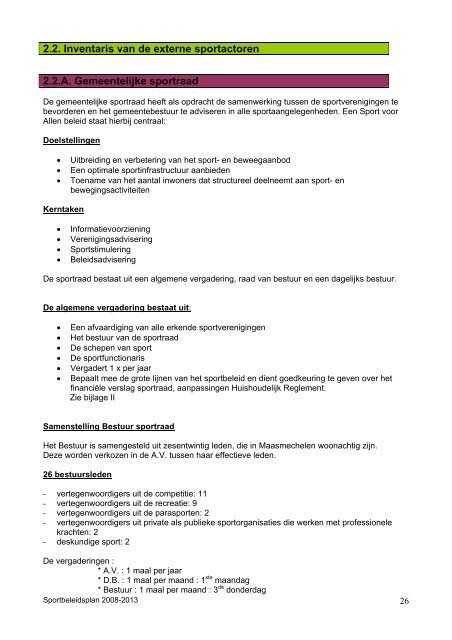 sportbeleidsplan 2008-2013 - Gemeente Maasmechelen