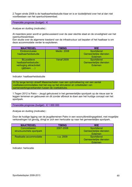 sportbeleidsplan 2008-2013 - Gemeente Maasmechelen