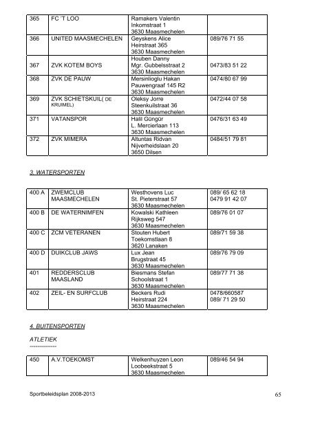 sportbeleidsplan 2008-2013 - Gemeente Maasmechelen