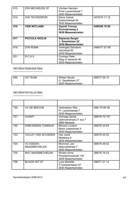 sportbeleidsplan 2008-2013 - Gemeente Maasmechelen