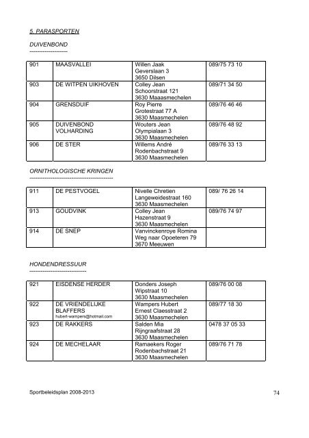 sportbeleidsplan 2008-2013 - Gemeente Maasmechelen