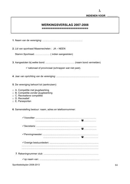 sportbeleidsplan 2008-2013 - Gemeente Maasmechelen