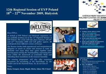 12th Regional Session of EYP Poland 18 – 22 November 2009 ...