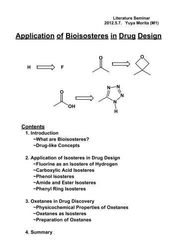 Application of Bioisosteres in Drug Design