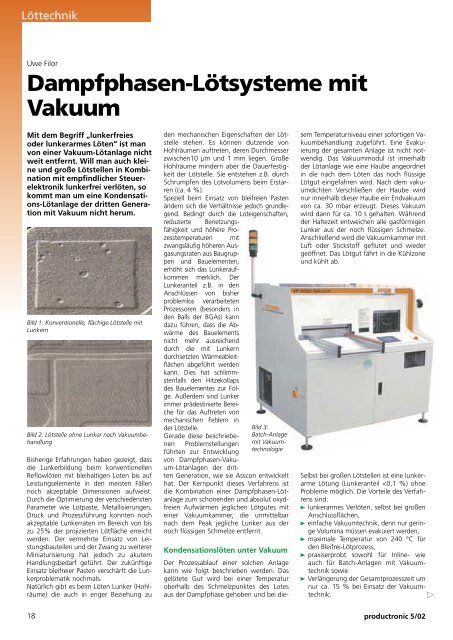 Dampfphasen-Lötsysteme mit Vakuum