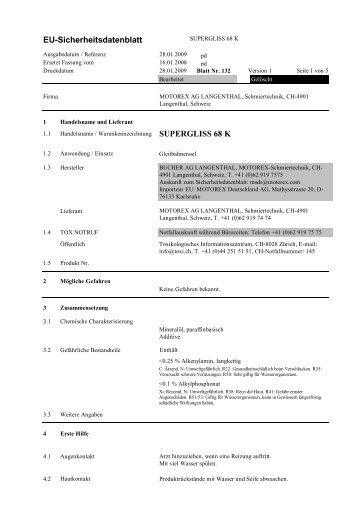 Eu-Sicherheitsdatenblatt SUPERGLISS 68 K