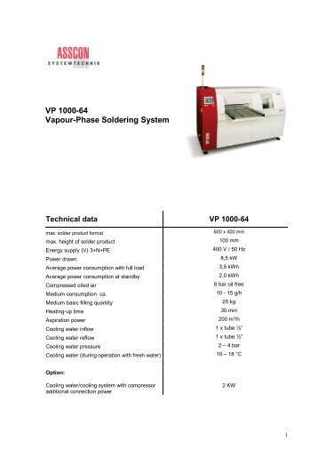 VP 1000-64 Vapour-Phase Soldering System