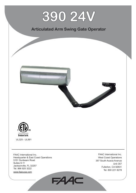 FAAC 390 Manual - Gate Openers
