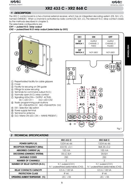 b + XR2 433 C - XR2 868 C - FAAC USA