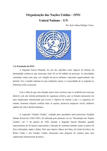 Organização das Nações Unidas – ONU United Nations – UN - Faap