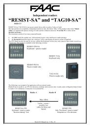 “RESIST-SA” and “TAG10-SA” - FAAC USA