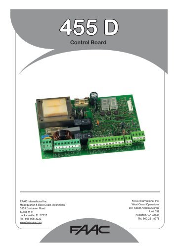 455 D Control Board - FAAC USA