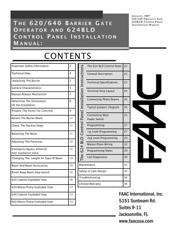 620-640 With 625BLD Install Manual.pub - FAAC USA