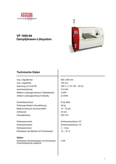 VP 1000-66 Dampfphasen-Lötsystem